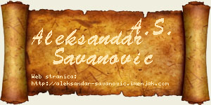 Aleksandar Savanović vizit kartica